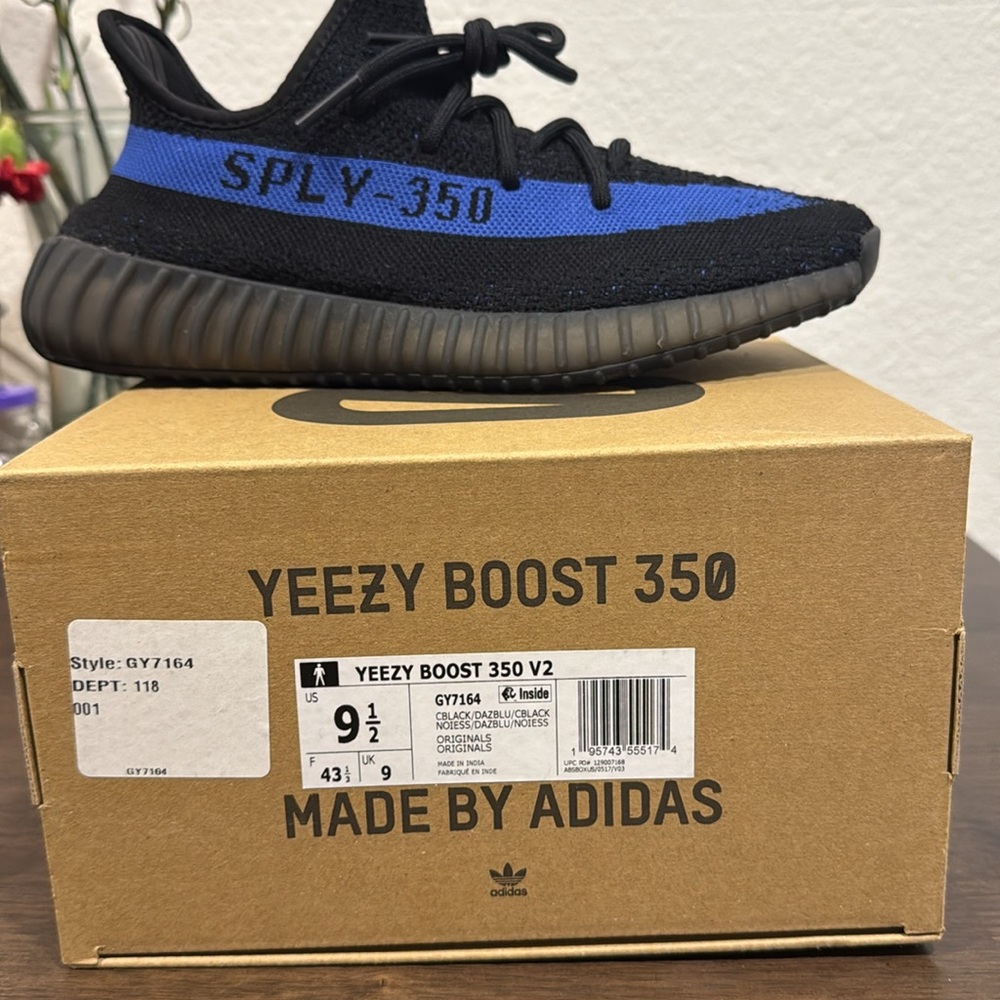 Yeezy Boost 350, Men’s size 9.5, color Dazzling Blue, slightly used